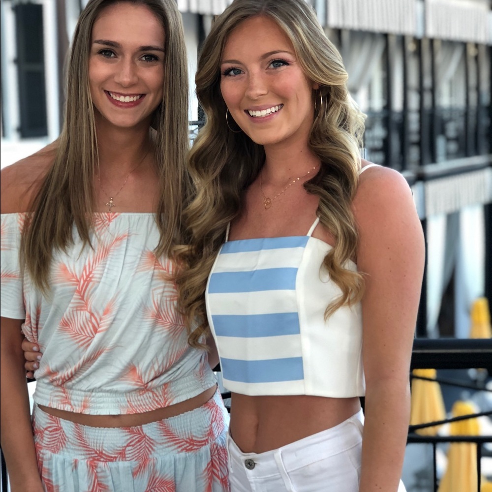 Endless rose white and blue crop top